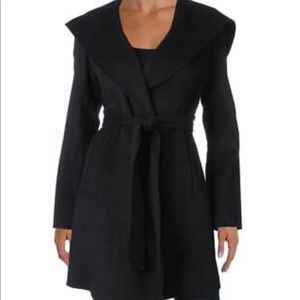 MICHAEL Michael Kors Black Hooded Wrap Coat